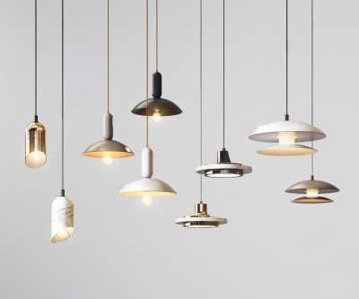 现代艺术吊灯组合3D模型下载